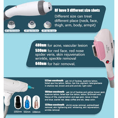 4 in 1 Opt + Ipl+ Rf+ Nd Yag Permanent Laser Tattoo Removal Skin Rejuvenation Beauty Equipment Electrolysis Hair Removal Machine