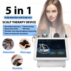 Hot Selling 5 in 1 Hair Scalp Analyzer with Red Light Therapy Nano Spray Growth Detection Touch Screen Anti-Loss Machine