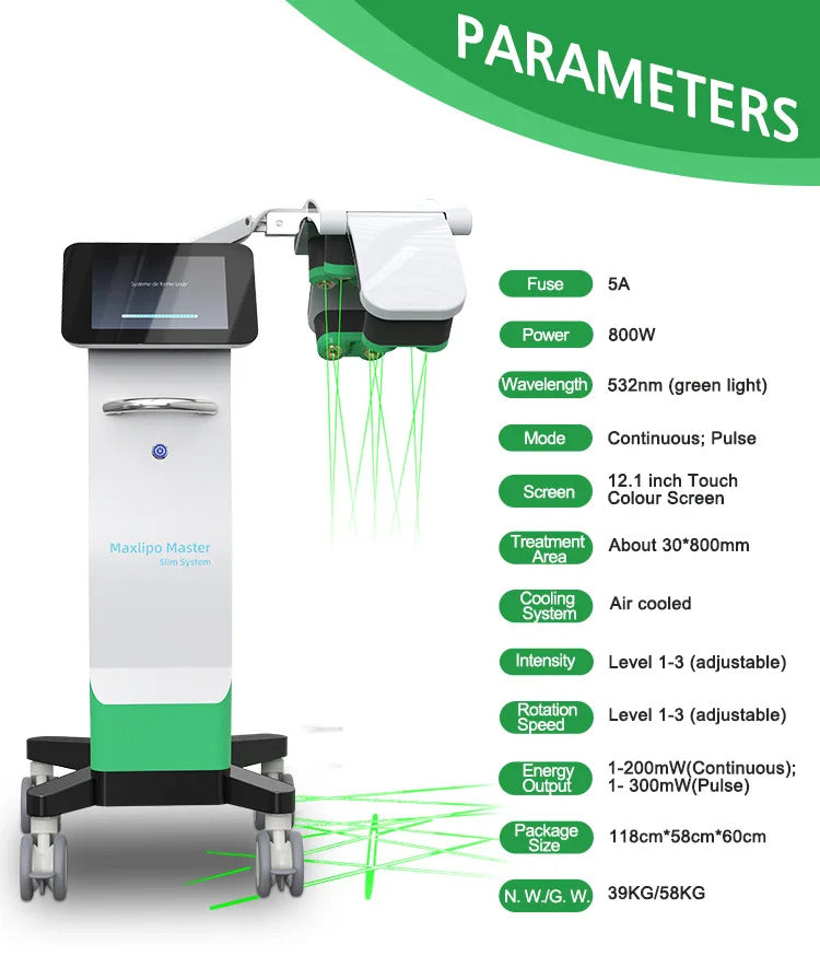 Hot salon Green Red light 10D lipo Laser slimming machine 532nm laser weight loss body sculpting lipo cavitation 2025