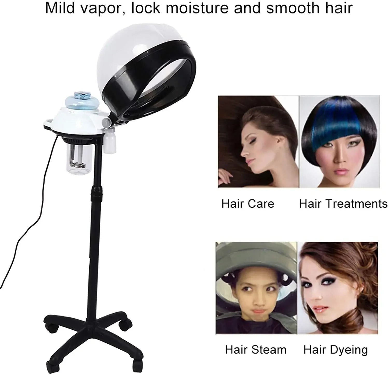 Hooded Hair Steamer with Oil Baking Function for Salon Hair Coloring Perming Deep Conditioning Scalp Care Steam Machine