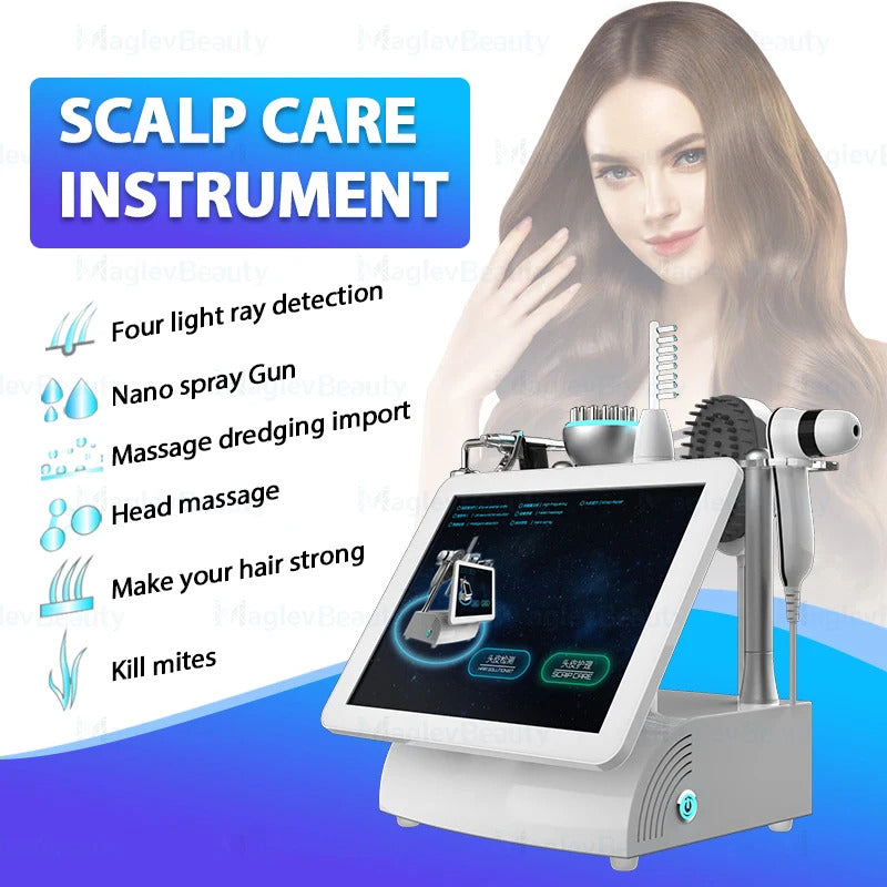 Hot Selling 5 in 1 Hair Scalp Analyzer with Red Light Therapy Nano Spray Growth Detection Touch Screen Anti-Loss Machine