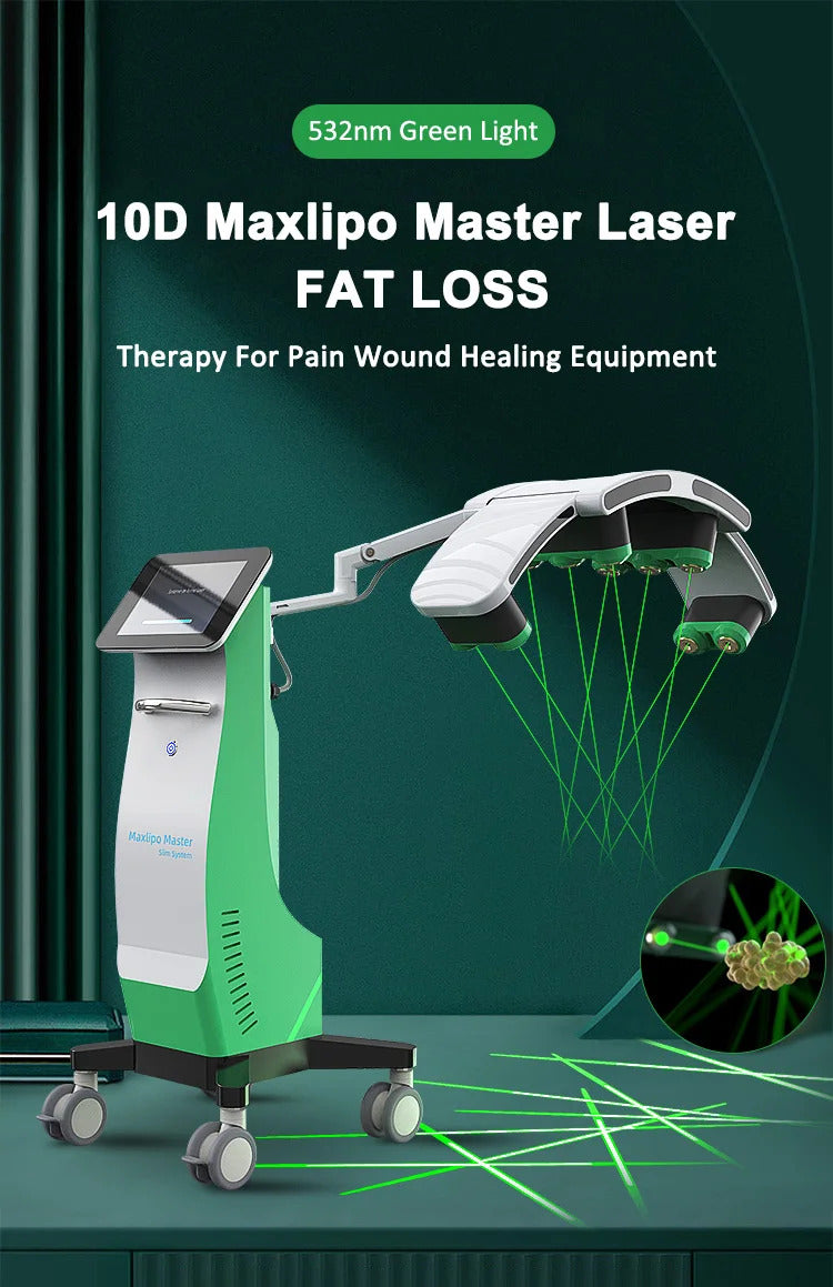 Hot salon Green Red light 10D lipo Laser slimming machine 532nm laser weight loss body sculpting lipo cavitation 2025