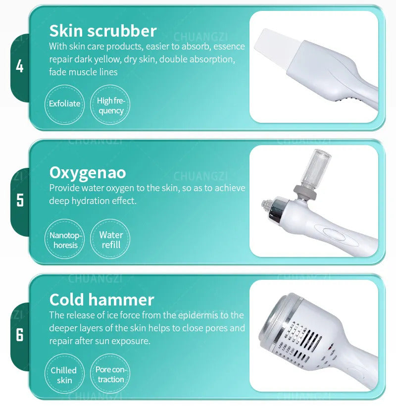 Updated 6 in 1 Portable Hydro Dermabrasion Skin Care Beauty Machine Water Oxygen Jet Hydro Diamond Peeling Microdermabrasion HOT