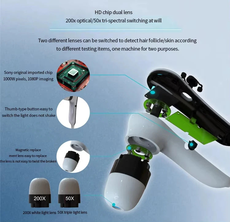 Hot Selling 5 in 1 Hair Scalp Analyzer with Red Light Therapy Nano Spray Growth Detection Touch Screen Anti-Loss Machine