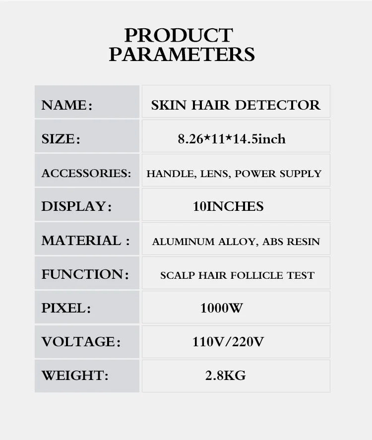 HD 50/200X Hair Scalp Skin Analyzer with Freeze Frame Oil Moisture Test Portable Digital Microscope for Follicle Detection