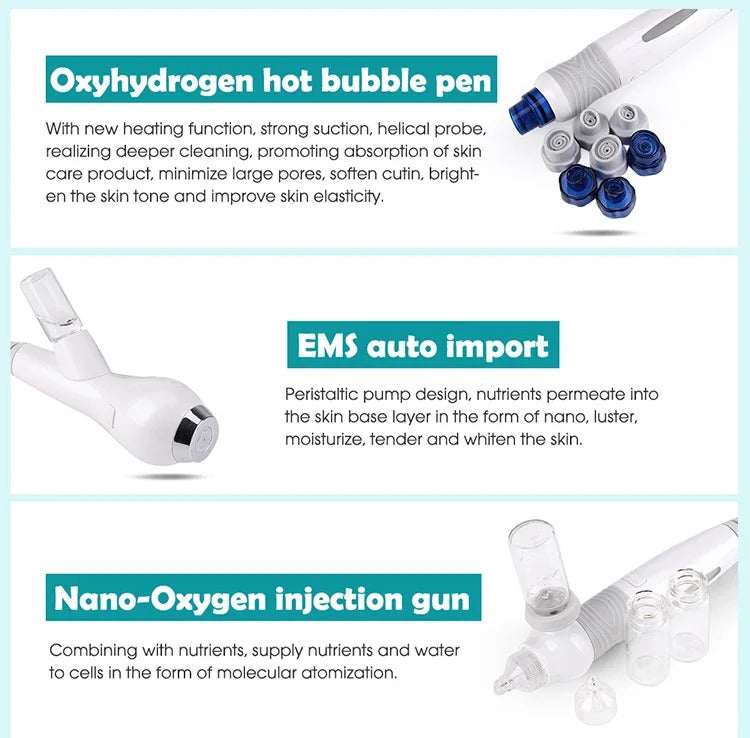 6 in 1 Small Bubble Machine Oxygen Jet Peel Device Deep Skin Cleaning Beauty Equipment BIO Face Lift Skin Cleansing Ati Aging