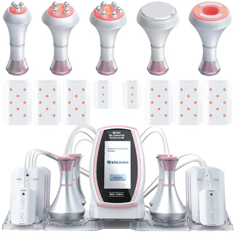 New 6 In 1 Cavitation Ultrasonic Body Slimming Machine Radio Frequency Massage Instrument Weights Loss Eletric Muscle Stimulator