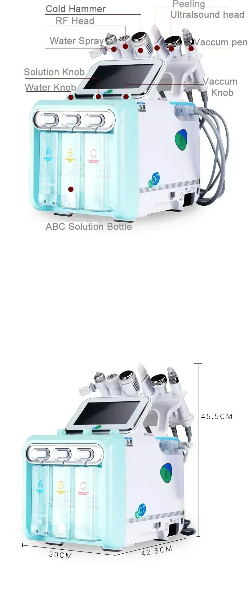 7 in1 Water Oxygen Jet Peel Hydro Beauty Skin Cleansing Hydro facial Machine Facial Machine Water Aqua Peeling for Home UseH2O2