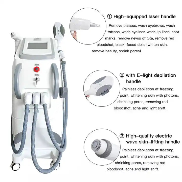 4 in 1 Opt + Ipl+ Rf+ Nd Yag Permanent Laser Tattoo Removal Skin Rejuvenation Beauty Equipment Electrolysis Hair Removal Machine
