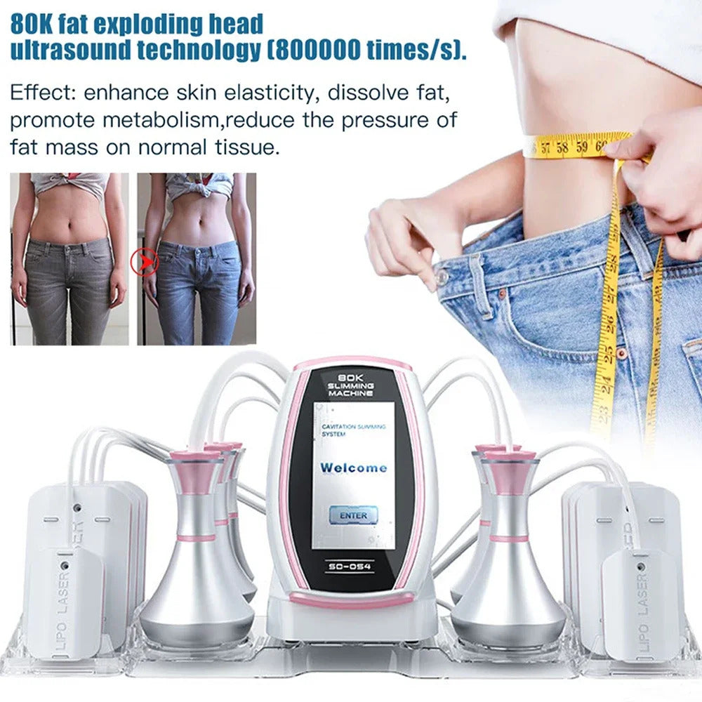New 6 In 1 Cavitation Ultrasonic Body Slimming Machine Radio Frequency Massage Instrument Weights Loss Eletric Muscle Stimulator