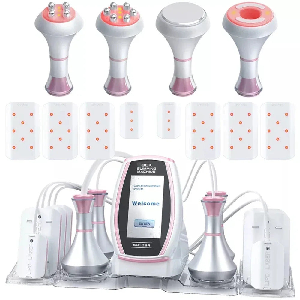 New 6 In 1 Cavitation Ultrasonic Body Slimming Machine Radio Frequency Massage Instrument Weights Loss Eletric Muscle Stimulator