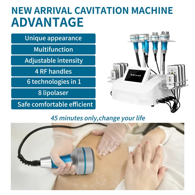 Portable 6 in 1 Skin Tightening Face Lifting Weight Loss Fat Burner RF Lipocavitation Body Sculpt 40K Weight Loss Cavit Machine