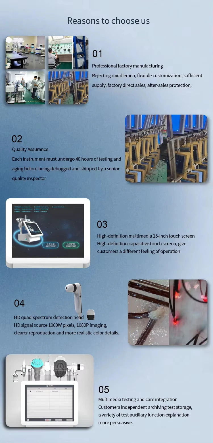 Hot Selling 5 in 1 Hair Scalp Analyzer with Red Light Therapy Nano Spray Growth Detection Touch Screen Anti-Loss Machine