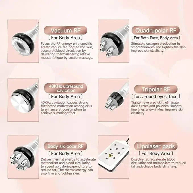 Newest 6 in 1 Body Shaping Machine 40K Loss Weight Ultrasonic Cavitation Vacuum Slimming Device Salon Spa