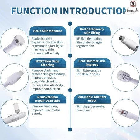 Hot sales Top quality 6 in 1 Hydra Oxygen Jet Dermabrasion Hydro Aqua Peeling Beauty Face Equipment Salon Facial Machine
