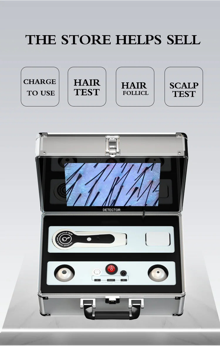 HD 50/200X Hair Scalp Skin Analyzer with Freeze Frame Oil Moisture Test Portable Digital Microscope for Follicle Detection