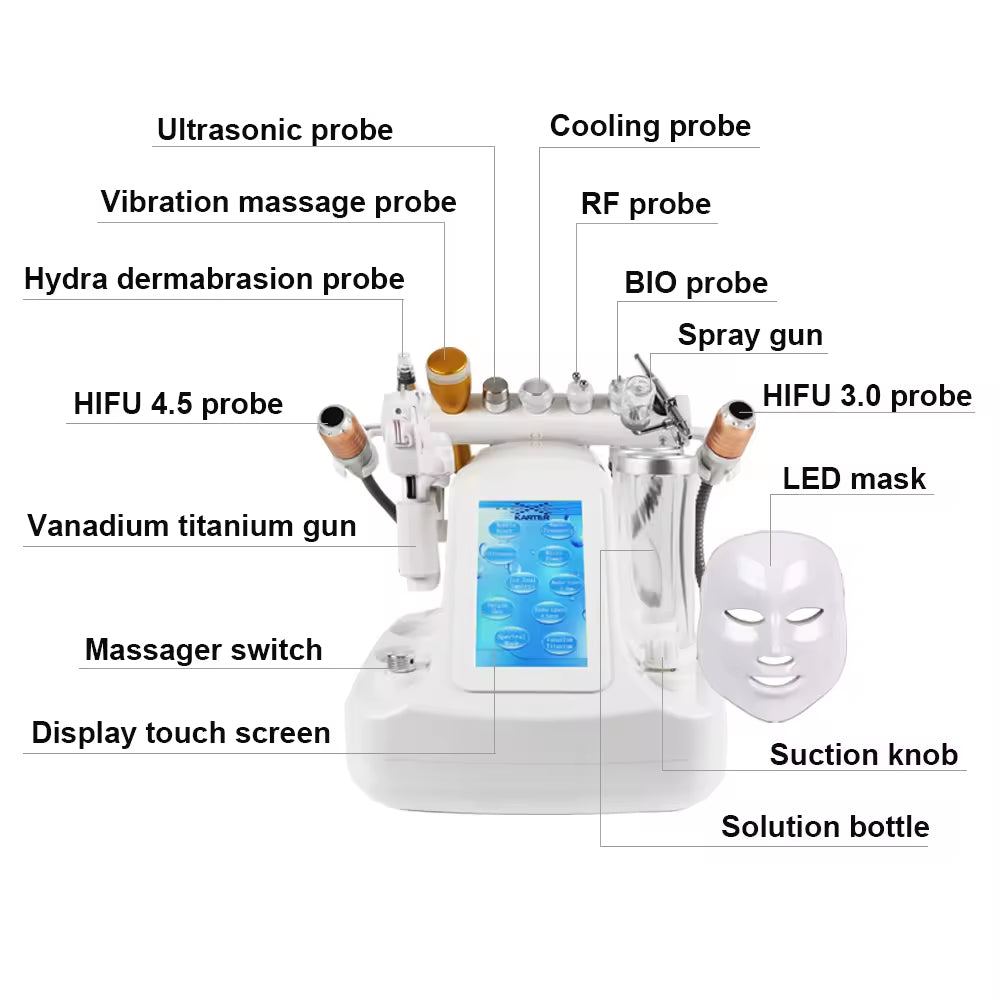 11 in 1 Hydra Dermabrasion Aqua Peeling Vacuum Face Pore Cleaning Skin Rejuvenation Facial Beauty Machine