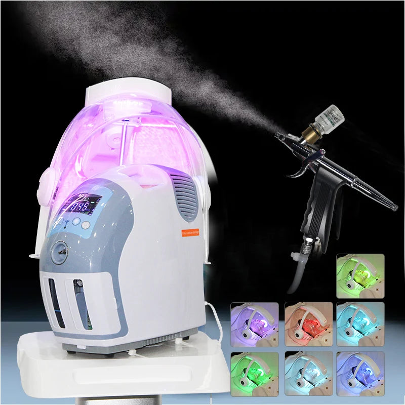 3 In 1 Super Maquinas Facial Oxygenated Machine H2o2 Hyperbaric Whitening Jet Peel Hydra Oxygen Facial Machine With Led Dome