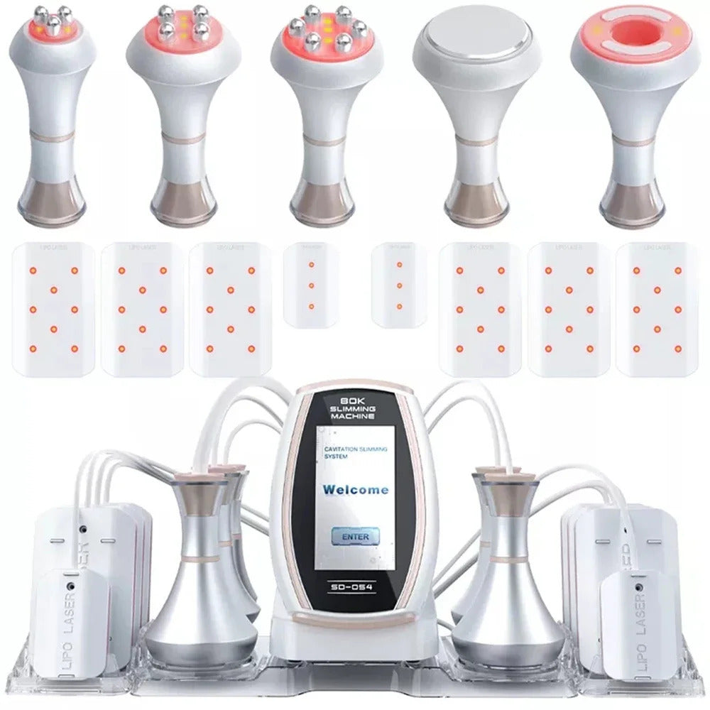 New 6 In 1 Cavitation Ultrasonic Body Slimming Machine Radio Frequency Massage Instrument Weights Loss Eletric Muscle Stimulator