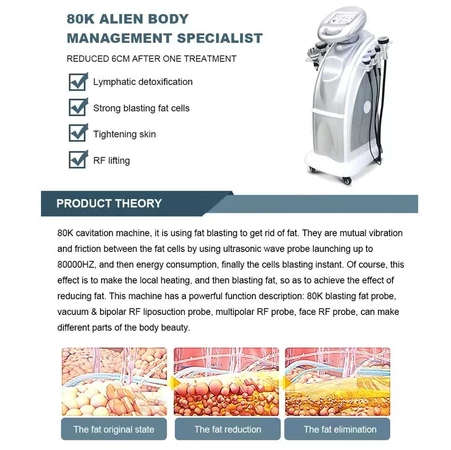 80K RF Face lifting and wrinkle removal face and body Slimming beauty Machine 80k hz Cavitation Ultrasonic Radio Frequency Machine