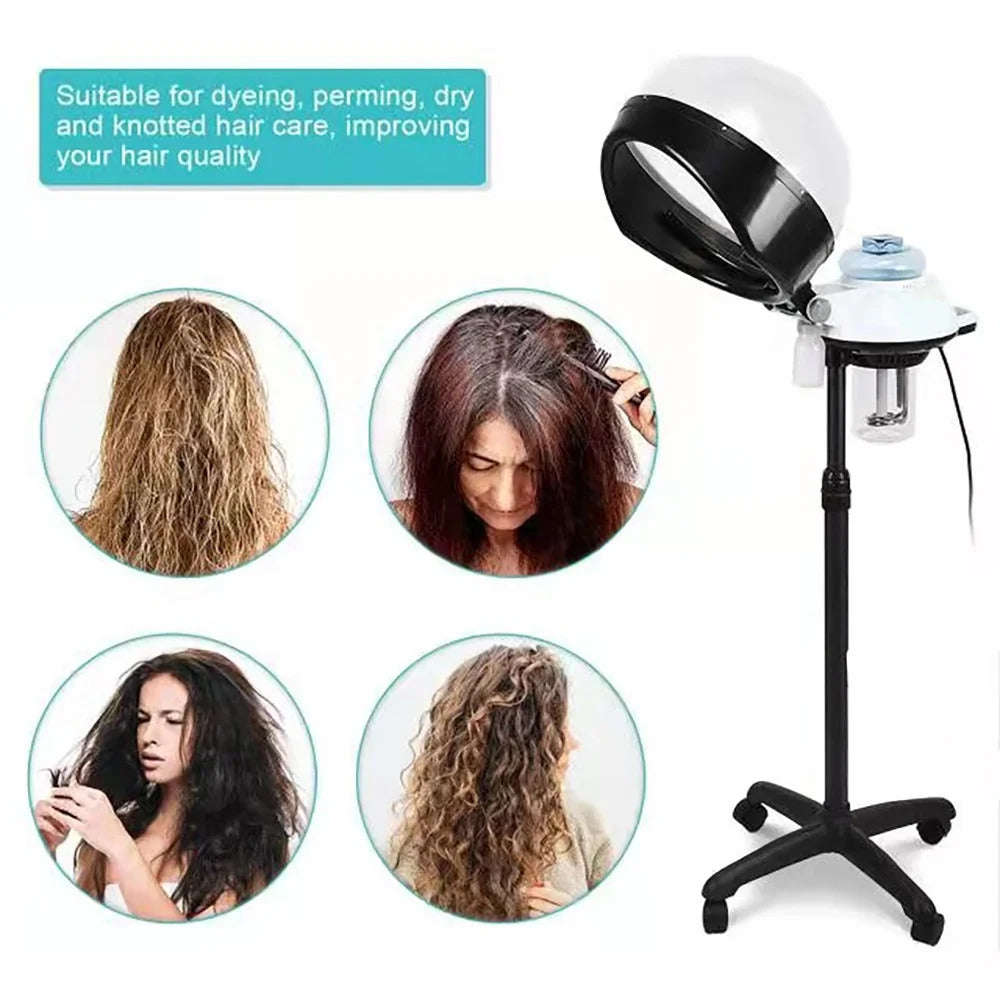 Hooded Hair Steamer with Oil Baking Function for Salon Hair Coloring Perming Deep Conditioning Scalp Care Steam Machine