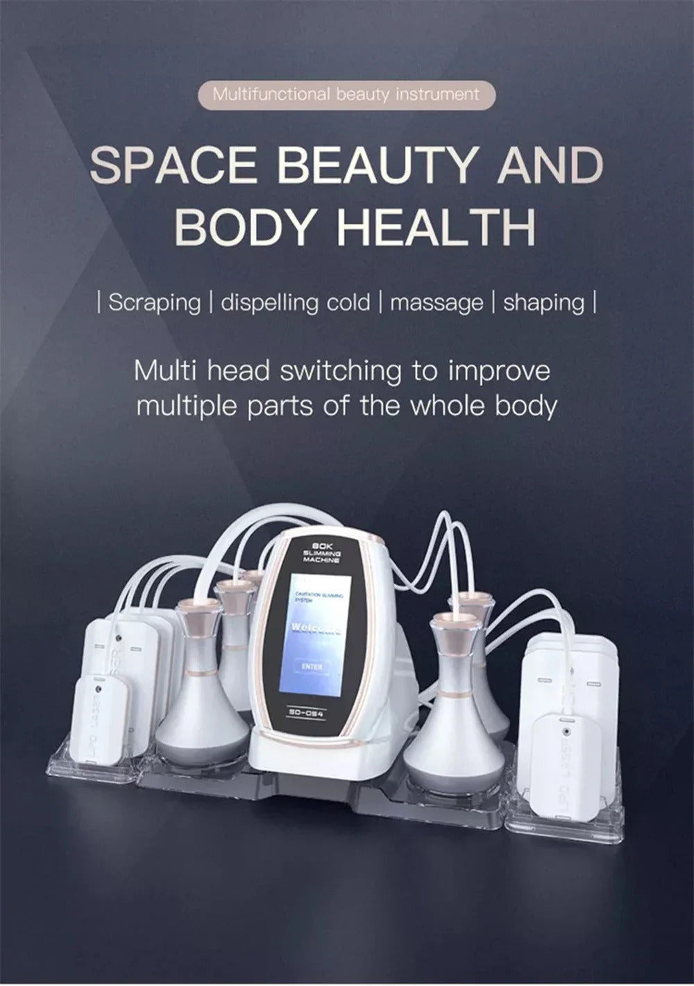 New 6 In 1 Cavitation Ultrasonic Body Slimming Machine Radio Frequency Massage Instrument Weights Loss Eletric Muscle Stimulator