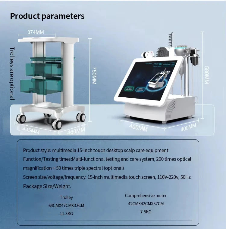 Hot Selling 5 in 1 Hair Scalp Analyzer with Red Light Therapy Nano Spray Growth Detection Touch Screen Anti-Loss Machine