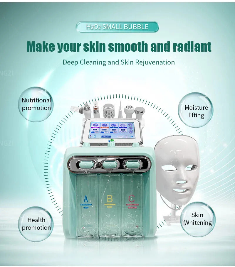 Updated 6 in 1 Portable Hydro Dermabrasion Skin Care Beauty Machine Water Oxygen Jet Hydro Diamond Peeling Microdermabrasion HOT