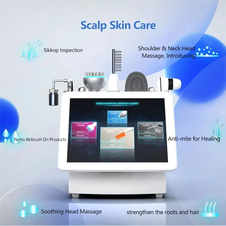 Hot Selling 5 in 1 Hair Scalp Analyzer with Red Light Therapy Nano Spray Growth Detection Touch Screen Anti-Loss Machine