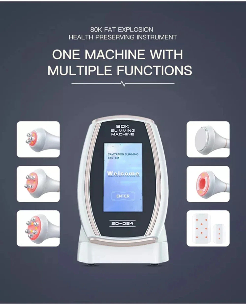 New 6 In 1 Cavitation Ultrasonic Body Slimming Machine Radio Frequency Massage Instrument Weights Loss Eletric Muscle Stimulator