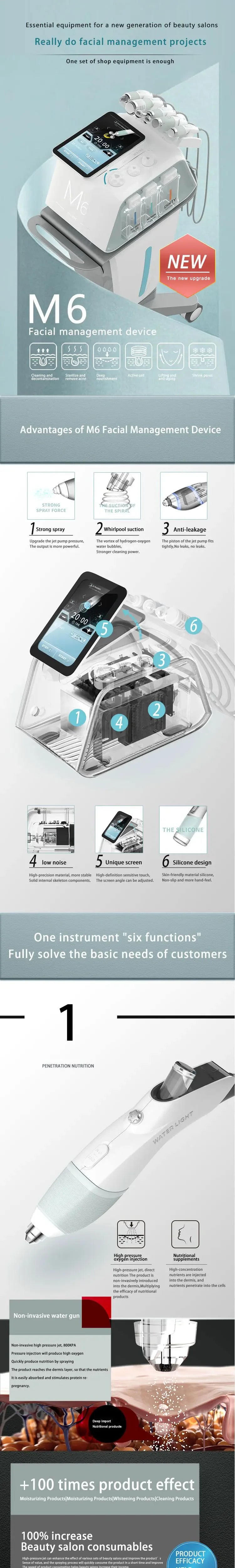 6 In 1 Facial Hydra Eater Oxygen Micro Diamond Dermabrasion Hydrofacials Deep Cleaning Face Beauty Machine