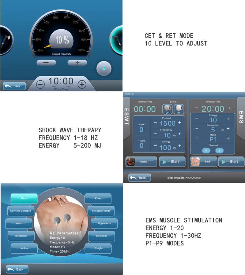 Sport Physical Shockwave Therapy Machine F Low Back Pain Tecar Massage Equipment