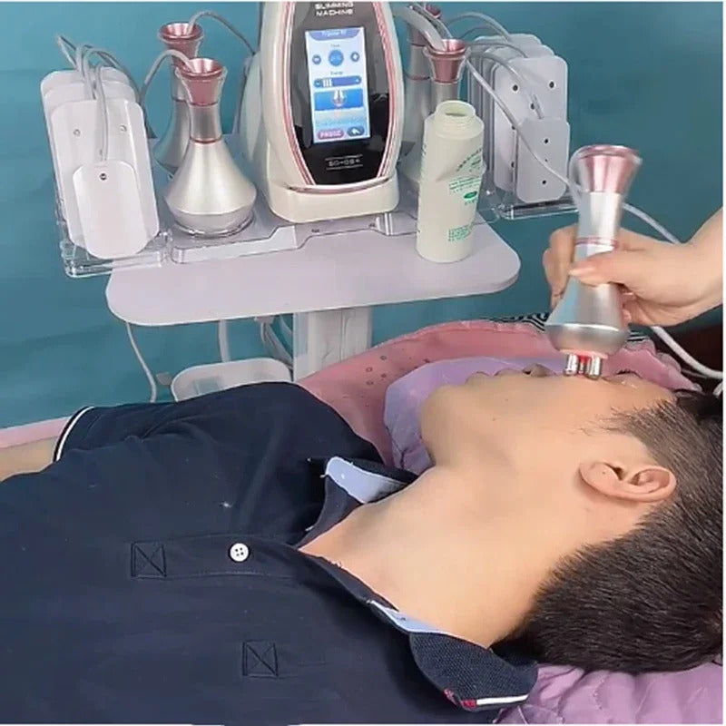 New 6 In 1 Cavitation Ultrasonic Body Slimming Machine Radio Frequency Massage Instrument Weights Loss Eletric Muscle Stimulator