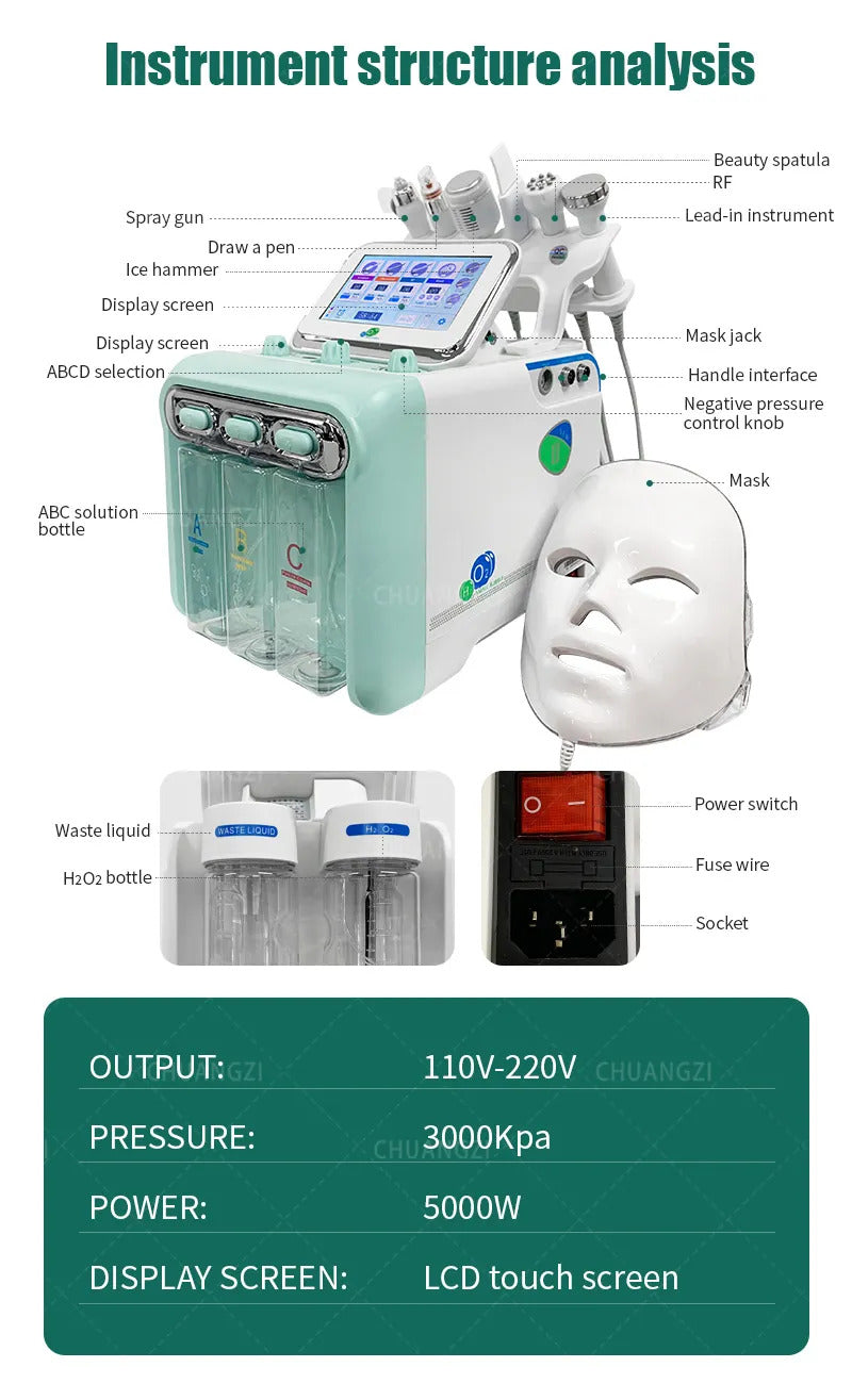 Updated 6 in 1 Portable Hydro Dermabrasion Skin Care Beauty Machine Water Oxygen Jet Hydro Diamond Peeling Microdermabrasion HOT