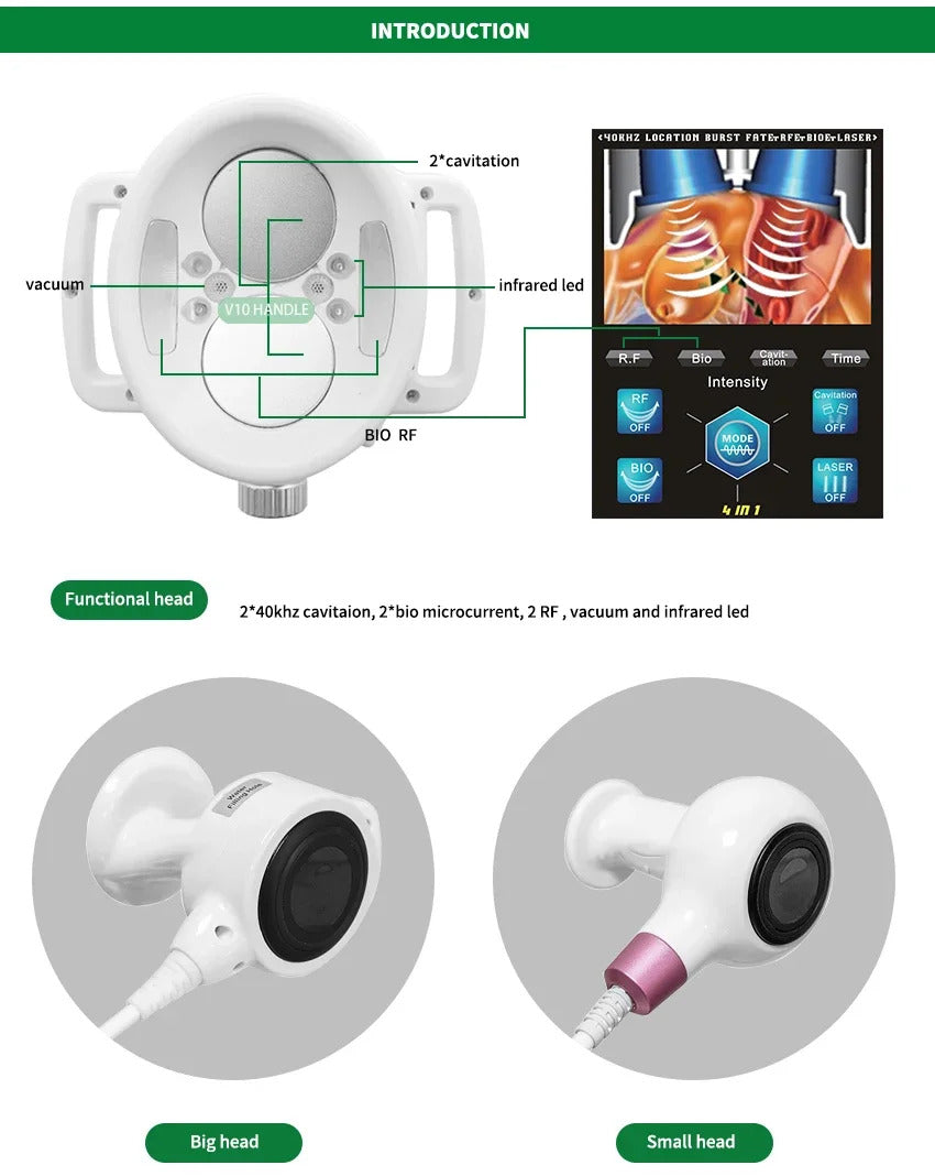 RF Ultrasound Body Vacuum Suction Slimming Shaper Weight Loss Fat Burning Machine Anti-Cellulite V5 Pro 3 in 1 Cavitation System