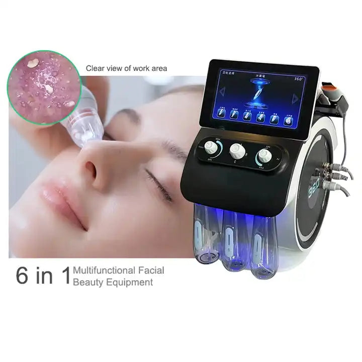 6 In 1 Hyperbaric Microdermabrasio Machine Oxygen Spray Facial Machine Skin Rejuvenation Beauty Salon Equipment