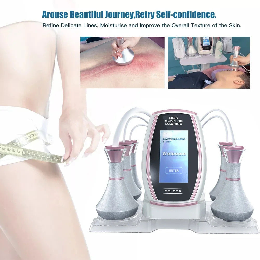 New 6 In 1 Cavitation Ultrasonic Body Slimming Machine Radio Frequency Massage Instrument Weights Loss Eletric Muscle Stimulator